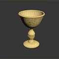 Golden Decorative Cup With Intricate Engraved Patterns And Elegant Base Design 3d model