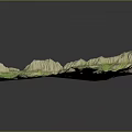 3D Green Vegetation Covered Terrain Model With Rolling Hills And Detailed Landforms