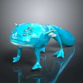 Blue Glossy Fantasy Creature With Tail And Round Back Protrusions Art Design
