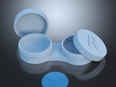 Modern Connected Plastic Containers With Removable Lids And Letter R Detail 3d model