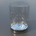 Transparent Glass Cup With Diamond And Leaf Patterns On Round Base 3d model