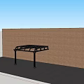 Sturdy Metal Awning Structure Mounted On Red Brick Wall With Decorative Columns 3d model