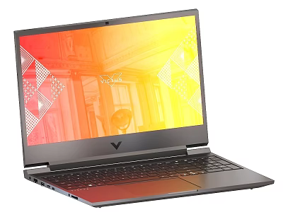 Slim Modern Laptop with Vibrant Colorful Screen and Geometric Patterns 3d model