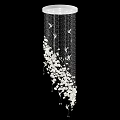 Elegant Crystal Chandelier Design With Flower Decorations Butterfly Accents And Hanging Chains