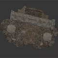 Ancient Stone Architectural Structure With Two Columns And Grated Door 3d model