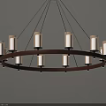 Modern Elegant Chandelier With Circular Frame And White Cylindrical Shades