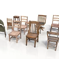 Collection of Various Wooden Single Chairs With Different Backrest And Seat Designs