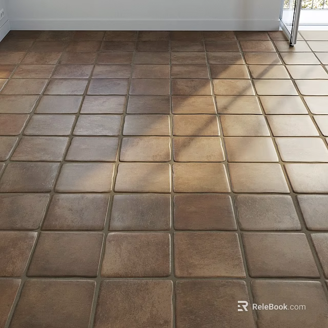 Natural Brown Floor Tiles With Rectangular Shape And Warm Light Shadows 3d model