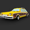 Classic Yellow Station Wagon With Wood Paneling And Retro Body Style