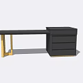 Modern Bar Counter With Black Top Drawers And Wooden Support Frame Design