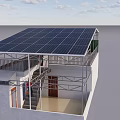 Outdoor Solar Canopy with Metal Frame Installed on Building Roof for Sun Protection