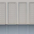 Four White Hinged Doors With Diamond Lattice Pattern For Interior Design 3d model