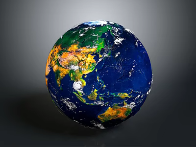 Detailed Earth Globe With Colorful Landmasses Blue Oceans And Realistic Surface Textures 3d model