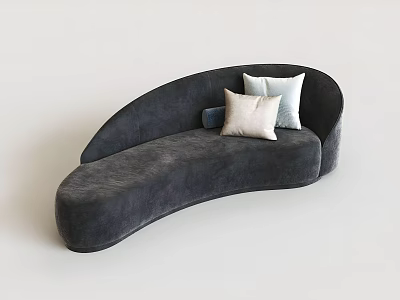 Modern Leisure Sofa Set With Curved Design Soft Gray Upholstery And Decorative Pillows 3d model