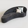 Modern Leisure Sofa Set With Curved Design Soft Gray Upholstery And Decorative Pillows