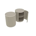 Modern Round Top Coffee Table With Vertical Stripe Design In Beige Color 3d model