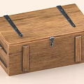 Wooden Storage Trunk With Metal Straps Lock Side Handle And Rustic Design