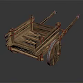 Vintage Traditional Wooden Cart With Wooden Wheels And Metal Bindings Structure