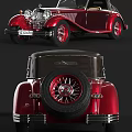 Red Vintage Convertible Car With Chrome Grille Classic Headlights And Retro Design