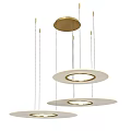 Modern Layered Chandelier With Circular Metallic Frames And Hanging Cables Design 3d model