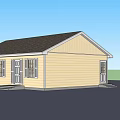 Single Story Yellow House Featuring Black Roof Front Door Windows And Steps