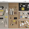 Practical Pegboard Wall Decor with Hanging Bags Photos and Storage Accessories