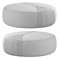 Modern Upholstered Circular Stools With Light Gray Fabric And Striped Design 3d model