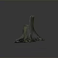 Natural Tree Stump Single Chair With Rustic Texture And Exposed Tree Roots 3d model