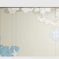 Elegant Background Wall Design With Cloud Art And Ink Style Mountain Patterns 3d model