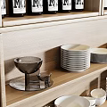 Modern Bar Counter With Wine Racks Hanging Green Plants And Wooden Cabinets