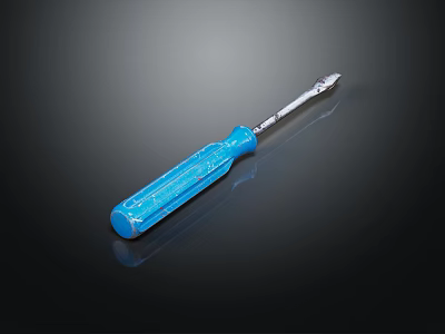 Professional Blue Screwdriver with Transparent Handle and Durable Metal Tip for Hardware Tools 3d model