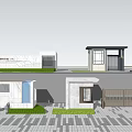 Modern Entrance Gate Design With Green Trees Driveway And Landscaped Area