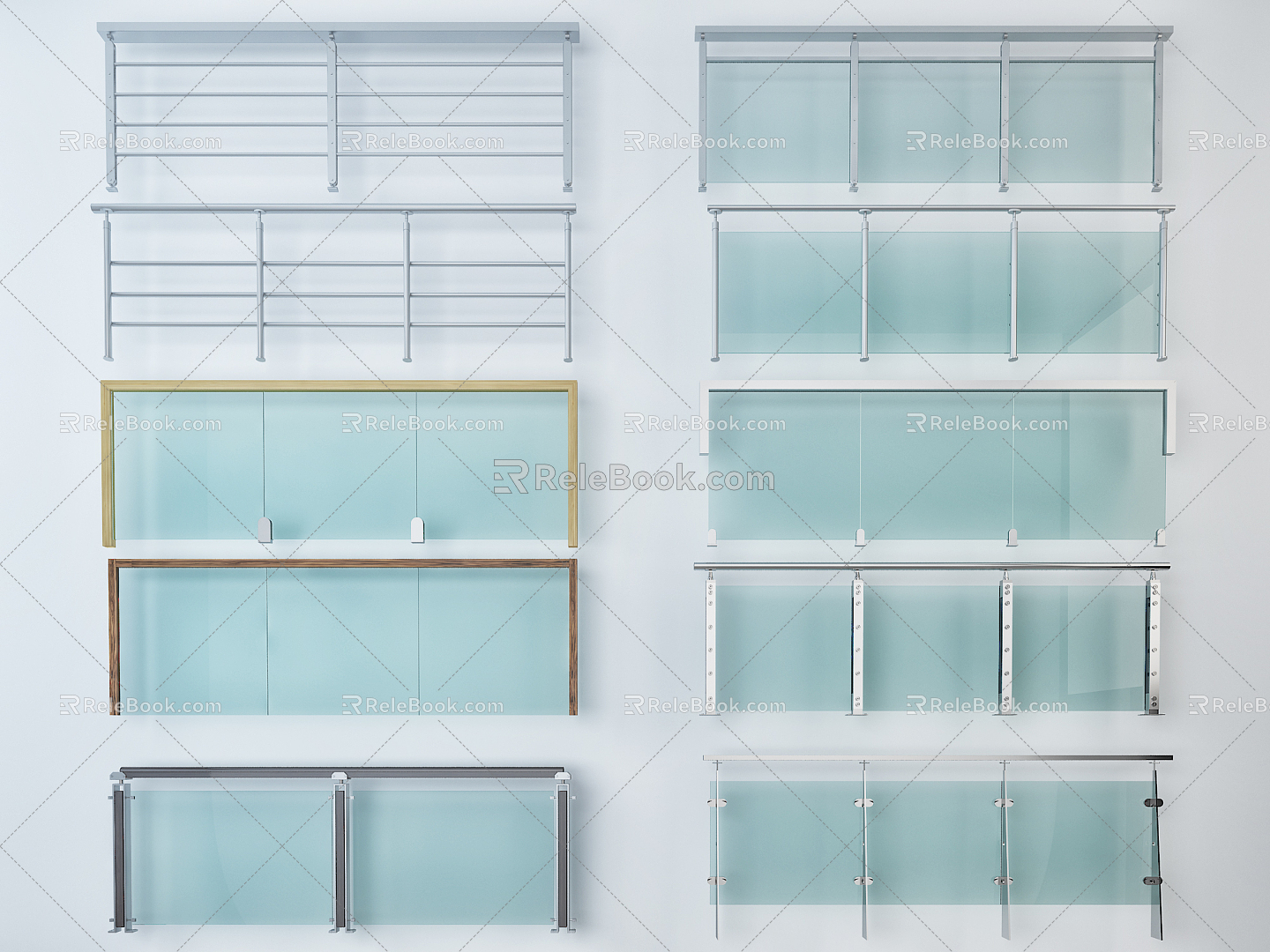 Modern Railing Glass Railing 3d model