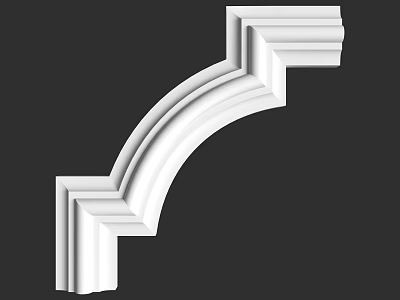 White Plaster Corner Molding With Decorative Arched Layered Design For Interior Walls 3d model