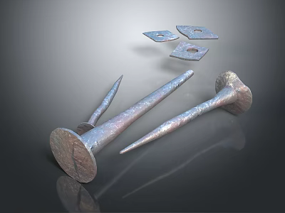 Metal Hardware Tools Including Various Nails And Flat Washers For Construction 3d model