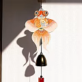 Goldfish Shaped Wind Chime Hanging Decoration With Bell And Decorative Strip On Japanese Style Wall