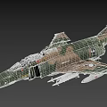 Military Fighter Jet with Camouflage Paint Weaponry and Cockpit Flying in Dark Background
