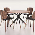 Modern Dining Table and Chair Combination Round Dining Table and Chair Combination Negotiation Table and Chair 3d model