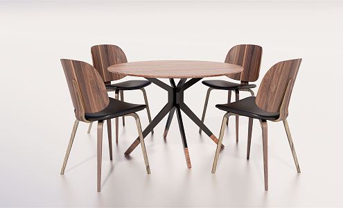 Modern Dining Table and Chair Combination Round Dining Table and Chair Combination Negotiation Table and Chair 3d model