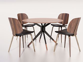 Modern Dining Table and Chair Combination Round Dining Table and Chair Combination Negotiation Table and Chair 3d model