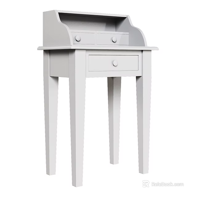 Simple White Dressing Table With Drawers And Minimalist Design For Bedroom 3d model 