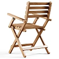 Natural Wooden Folding Leisure Chair With Crossed Legs And Armrests Design