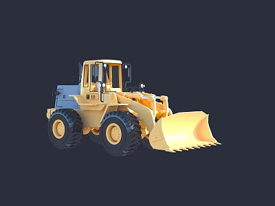 Yellow Heavy Duty Construction Utility Loader With Large Front Bucket And Black Tires 3d model