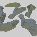 3D Micro Terrain Models With Layered Wavy Textures And Sculptural Details 3d model