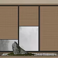 Natural Bamboo Curtain for Sliding Door Interior with Zen Ambiance and Stone Decor