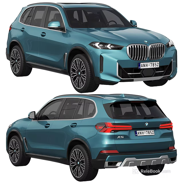 BMW X5 SUV Teal Exterior With Chrome Grille And Sporty Alloy Wheels 3d model 