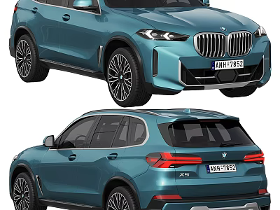 BMW X5 SUV Teal Exterior With Chrome Grille And Sporty Alloy Wheels 3d model