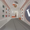 Modern Specialty Store Interior With Circular Decor Display Frames And Brand Logo V