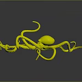 Colorful Octopus 3D Model With Stretched Purple And Blue Tentacles On Dark Background