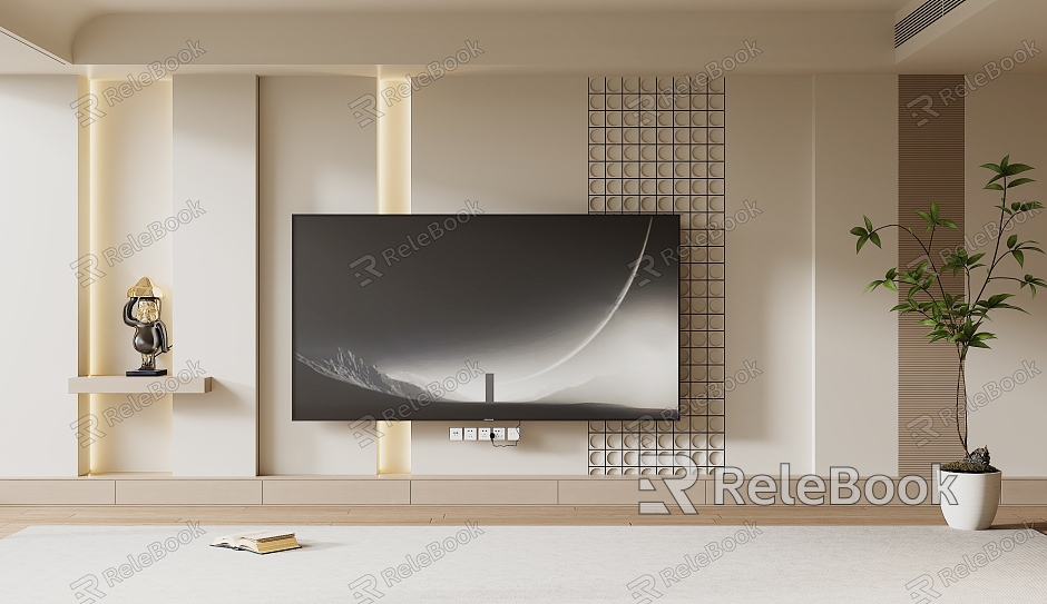 Modern TV Background Wall Cream Style TV Background Wall TV Cabinet TV model